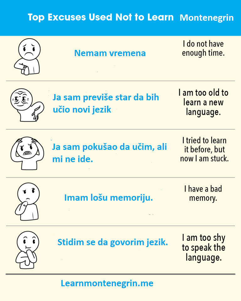 Top excuses used not to learn Montenegrin :)