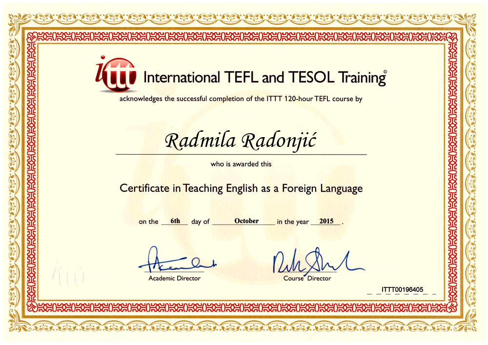 TEFL/ TESOL certificate