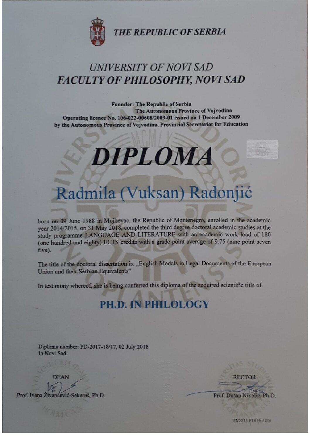 My PhD diploma